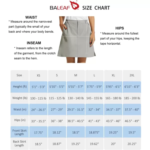 BALEAF Womens 18 Skorts Skirts Casual Knee Length Long Golf Skorts with Pockets Quick Dry Skirts Summer18 Inseamgray