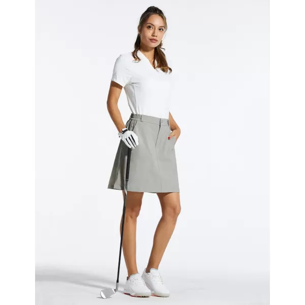 BALEAF Womens 18 Skorts Skirts Casual Knee Length Long Golf Skorts with Pockets Quick Dry Skirts Summer18 Inseamgray