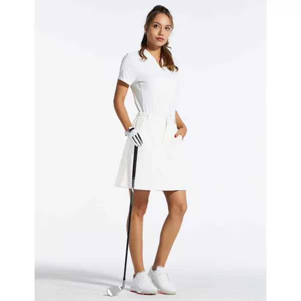 BALEAF Womens 18 Skorts Skirts Casual Knee Length Long Golf Skorts with Pockets Quick Dry Skirts Summer18 Inseamwhite