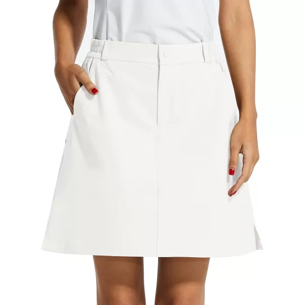 BALEAF Womens 18 Skorts Skirts Casual Knee Length Long Golf Skorts with Pockets Quick Dry Skirts Summer18 Inseamwhite