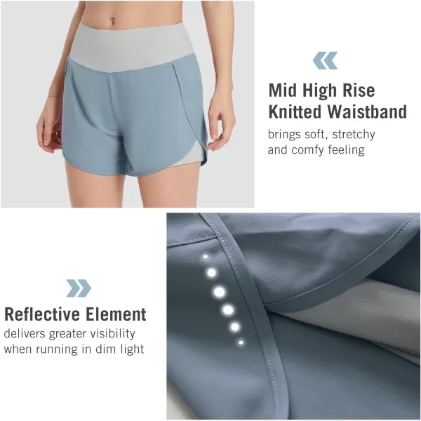 BALEAF Womens 2 in 1 Running Athletic Shorts with Liner Lightweight QuickDry Workout Active Yoga Shorts with PocketsLight Blue