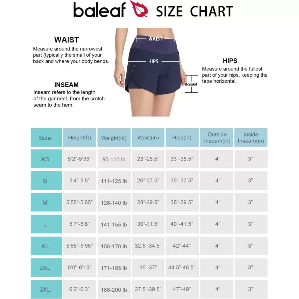 BALEAF Womens 2 in 1 Running Athletic Shorts with Liner Lightweight QuickDry Workout Active Yoga Shorts with PocketsNavy Blue