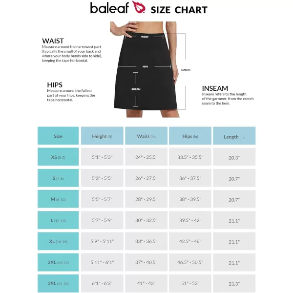 BALEAF Womens 20 Golf Skirts Knee Length Skorts Athletic Modest Long Acitive Casual Pockets UV ProtectionBlack