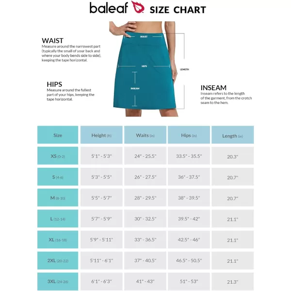 BALEAF Womens 20 Golf Skirts Knee Length Skorts Athletic Modest Long Acitive Casual Pockets UV ProtectionBlue