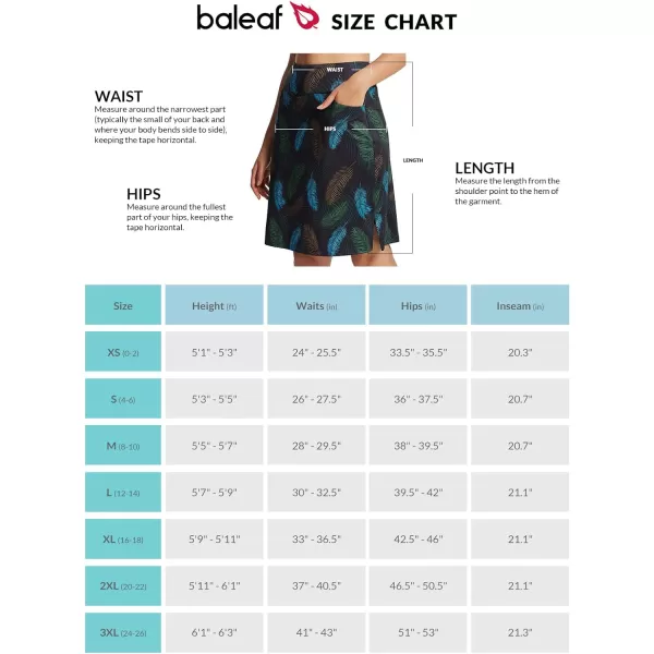 BALEAF Womens 20 Golf Skirts Knee Length Skorts Athletic Modest Long Acitive Casual Pockets UV ProtectionColored Leaf