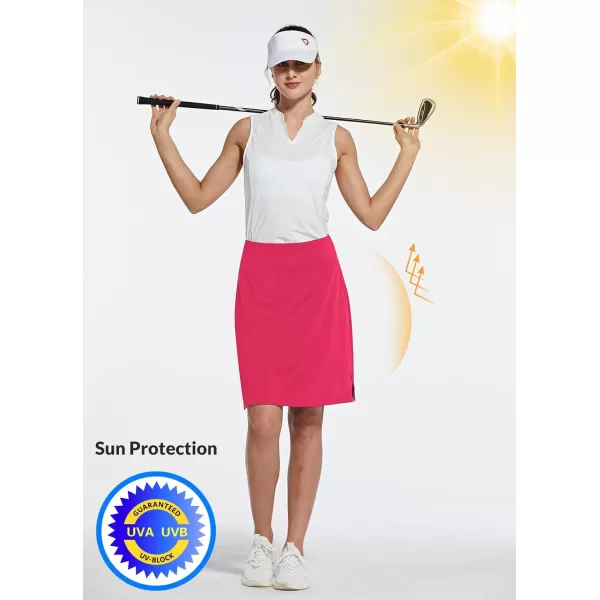 BALEAF Womens 20 Golf Skirts Knee Length Skorts Athletic Modest Long Acitive Casual Pockets UV ProtectionDeep Pink