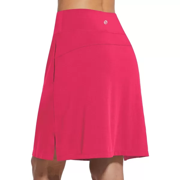 BALEAF Womens 20 Golf Skirts Knee Length Skorts Athletic Modest Long Acitive Casual Pockets UV ProtectionDeep Pink