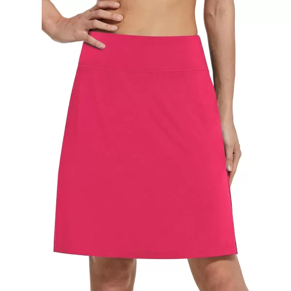 BALEAF Womens 20 Golf Skirts Knee Length Skorts Athletic Modest Long Acitive Casual Pockets UV ProtectionDeep Pink