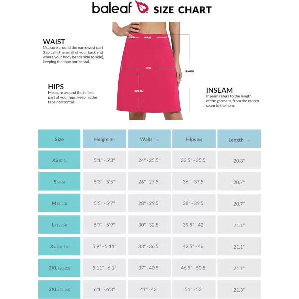 BALEAF Womens 20 Golf Skirts Knee Length Skorts Athletic Modest Long Acitive Casual Pockets UV ProtectionDeep Pink