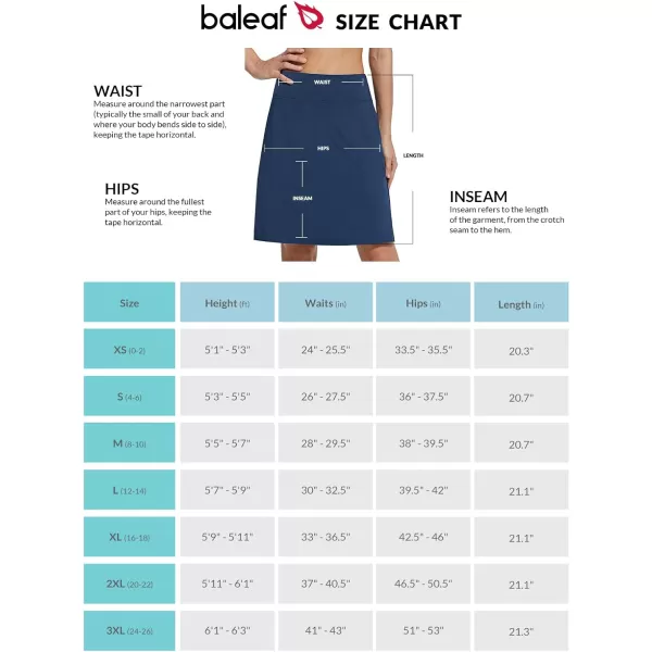 BALEAF Womens 20 Golf Skirts Knee Length Skorts Athletic Modest Long Acitive Casual Pockets UV ProtectionNavy