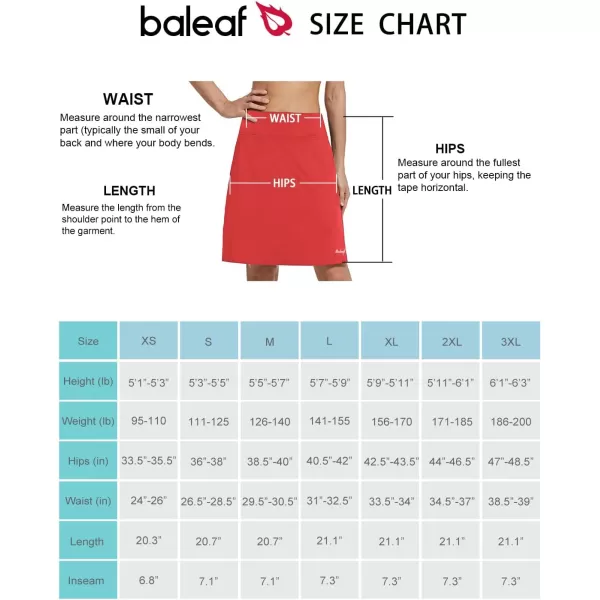 BALEAF Womens 20 Golf Skirts Knee Length Skorts Athletic Modest Long Acitive Casual Pockets UV ProtectionRed