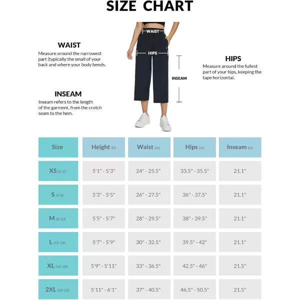 BALEAF Womens 21quot 30quot Wide Leg Pants Capris Athletic Casual with Pockets Drawstring Quick Dry Walking Workout UPF5021 Caprisblack