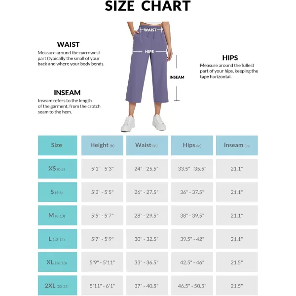 BALEAF Womens 21quot 30quot Wide Leg Pants Capris Athletic Casual with Pockets Drawstring Quick Dry Walking Workout UPF5021 Caprispurple