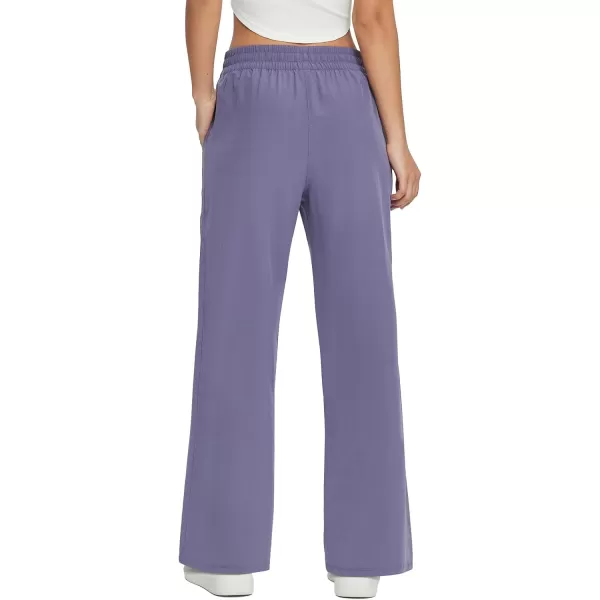 BALEAF Womens 21quot 30quot Wide Leg Pants Capris Athletic Casual with Pockets Drawstring Quick Dry Walking Workout UPF5030 Pantspurple