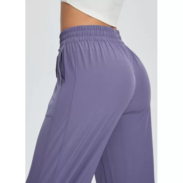 BALEAF Womens 21quot 30quot Wide Leg Pants Capris Athletic Casual with Pockets Drawstring Quick Dry Walking Workout UPF5030 Pantspurple