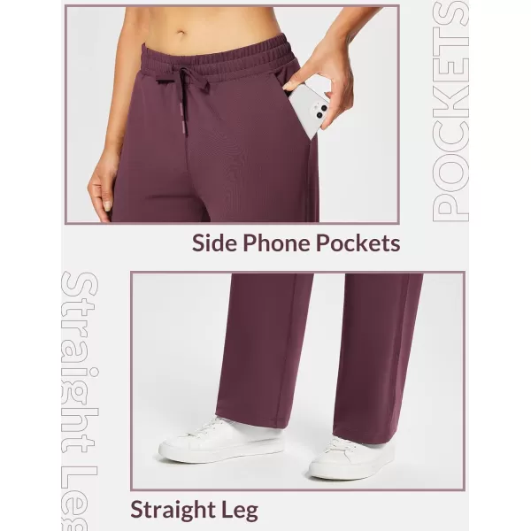 BALEAF Womens 2830 Straight Leg Sweatpants Wide Leg Athletic Lounge Pants Pockets Stretch Soft Workout28wine Red