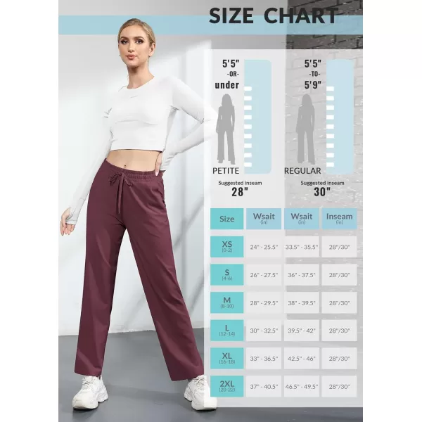 BALEAF Womens 2830 Straight Leg Sweatpants Wide Leg Athletic Lounge Pants Pockets Stretch Soft Workout28wine Red