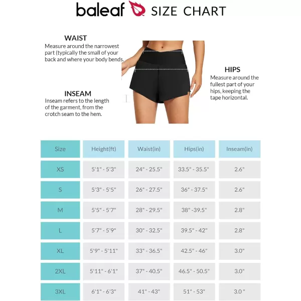 BALEAF Womens 3 High Waisted Swim Shorts V Front Board Shorts with Liner Quick Dry Crossover Bathing Suit BottomsBlack