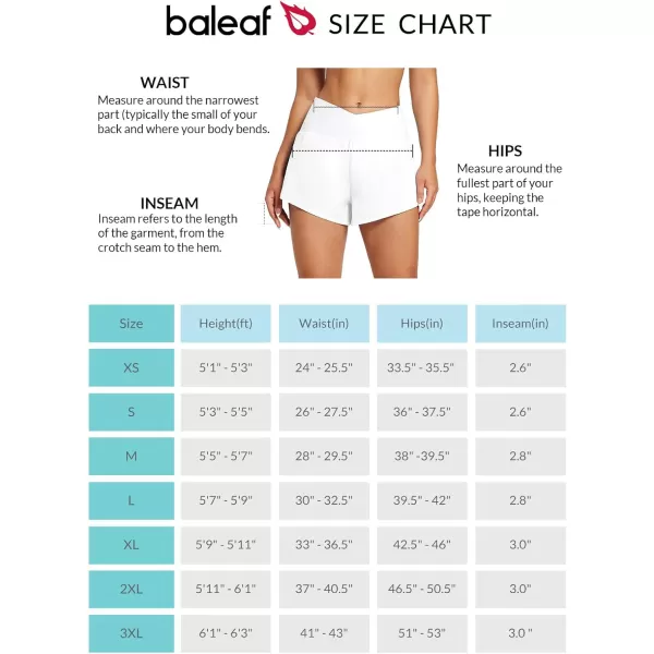 BALEAF Womens 3 High Waisted Swim Shorts V Front Board Shorts with Liner Quick Dry Crossover Bathing Suit BottomsWhite