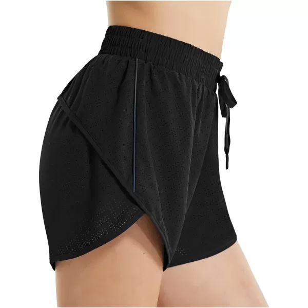 BALEAF Womens 3 Quick Dry Mesh Swim Shorts Tankini Bottom with Liner Athletic Gym RunningBlack