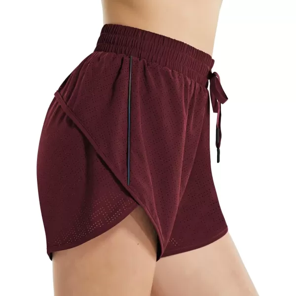 BALEAF Womens 3 Quick Dry Mesh Swim Shorts Tankini Bottom with Liner Athletic Gym RunningRed Wine