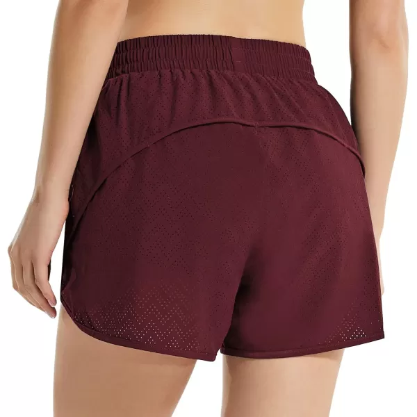 BALEAF Womens 3 Quick Dry Mesh Swim Shorts Tankini Bottom with Liner Athletic Gym RunningRed Wine