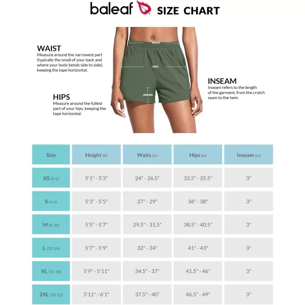 BALEAF Womens 3 Running Athletic Shorts Quick Dry Gym Workout Shorts with PocketsArmy Green