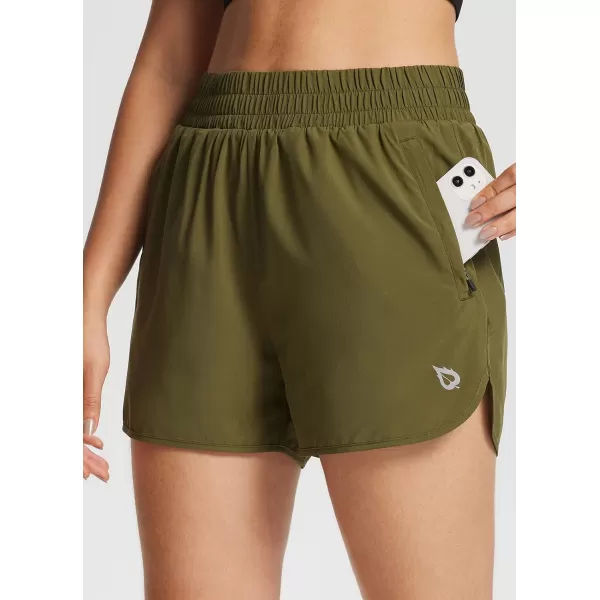 BALEAF Womens 3 Running Athletic Shorts Quick Dry Gym Workout Shorts with PocketsArmy Green01