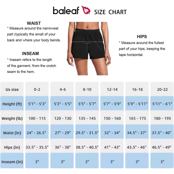 BALEAF Womens 3 Running Athletic Shorts Quick Dry Gym Workout Shorts with PocketsBlack