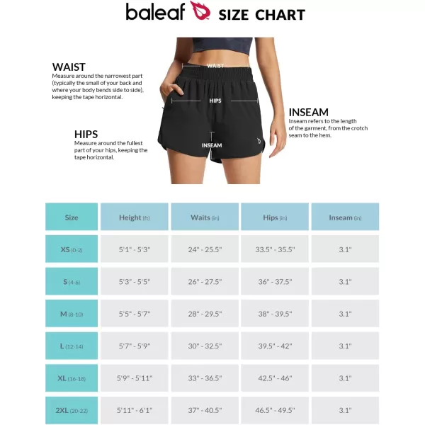 BALEAF Womens 3 Running Athletic Shorts Quick Dry Gym Workout Shorts with PocketsBlack01