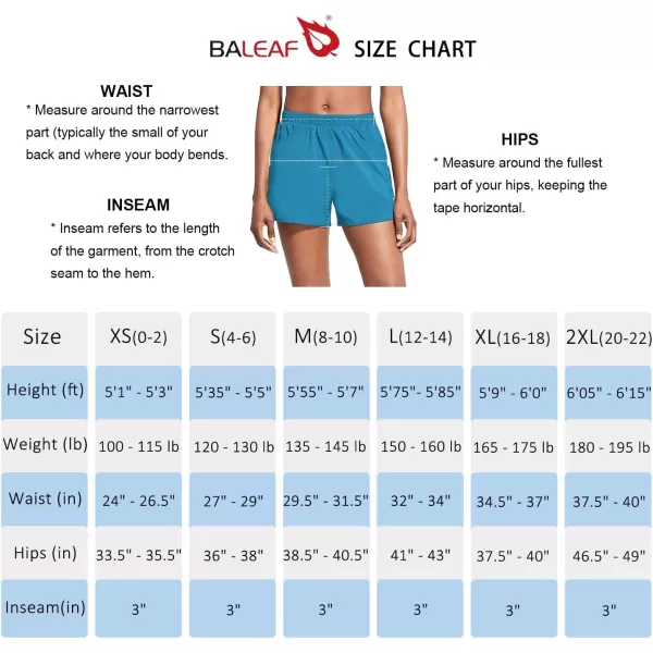 BALEAF Womens 3 Running Athletic Shorts Quick Dry Gym Workout Shorts with PocketsLight Blue