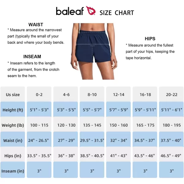 BALEAF Womens 3 Running Athletic Shorts Quick Dry Gym Workout Shorts with PocketsNavy