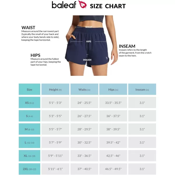 BALEAF Womens 3 Running Athletic Shorts Quick Dry Gym Workout Shorts with PocketsNavy01