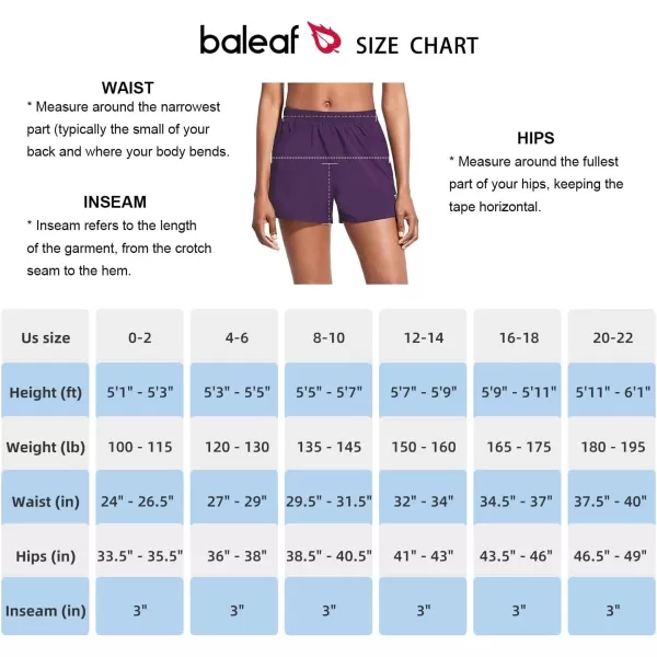 BALEAF Womens 3 Running Athletic Shorts Quick Dry Gym Workout Shorts with PocketsPurple