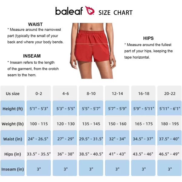 BALEAF Womens 3 Running Athletic Shorts Quick Dry Gym Workout Shorts with PocketsRed