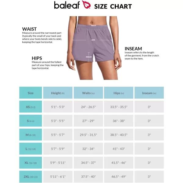 BALEAF Womens 3 Running Athletic Shorts Quick Dry Lightweight Gym Workout Shorts with PocketsCardamom Purple