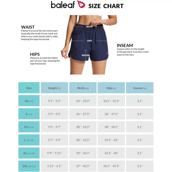 BALEAF Womens 3 Running Athletic Shorts Quick Dry Lightweight Gym Workout Shorts with PocketsNavyhigh Waist