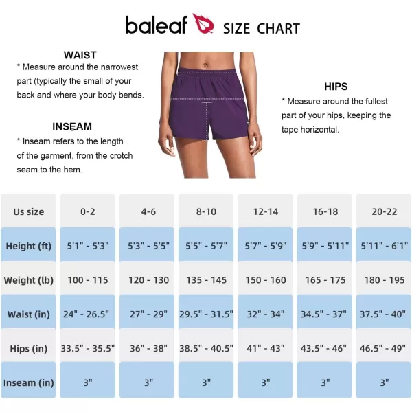 BALEAF Womens 3 Running Athletic Shorts Quick Dry Lightweight Gym Workout Shorts with PocketsPurple