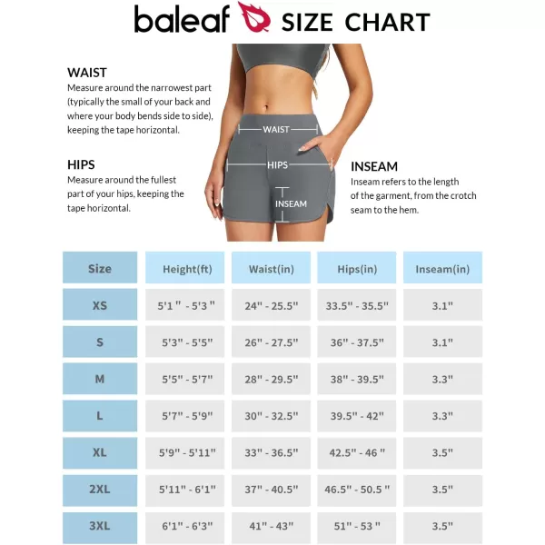 BALEAF Womens 35 High Waisted Swim Board Shorts Quick Dry Swimsuits Bottoms Trunks with Pockets3 Inseam Dark Grey