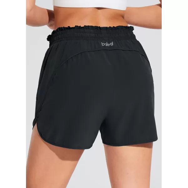 BALEAF Womens 35 Running Shorts Athletic High Waisted Quick Dry Soft 2 Zipper Pockets Workout Gym with Mesh LinerBlack