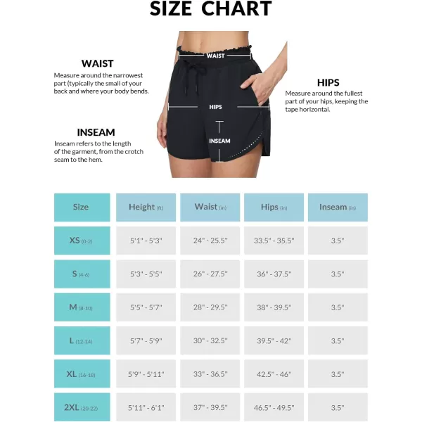 BALEAF Womens 35 Running Shorts Athletic High Waisted Quick Dry Soft 2 Zipper Pockets Workout Gym with Mesh LinerBlack