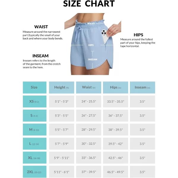 BALEAF Womens 35 Running Shorts Athletic High Waisted Quick Dry Soft 2 Zipper Pockets Workout Gym with Mesh LinerLight Blue