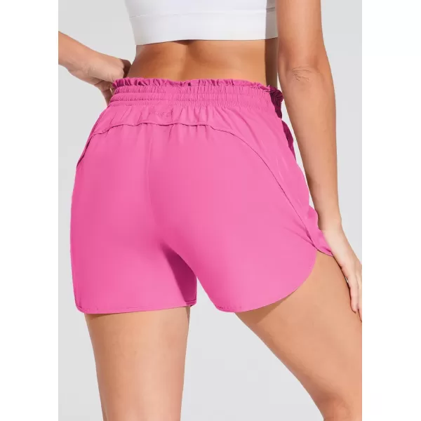 BALEAF Womens 35 Running Shorts Athletic High Waisted Quick Dry Soft 2 Zipper Pockets Workout Gym with Mesh LinerPink