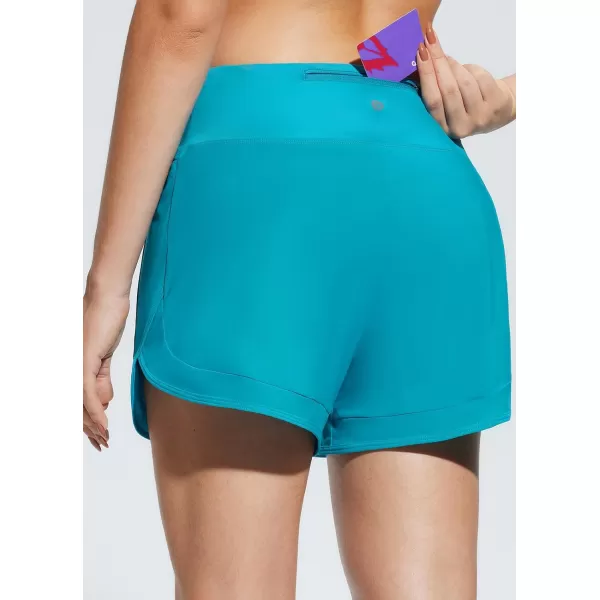 BALEAF Womens 4 High Waisted Swim Shorts Quick Dry Board Shorts UPF50 Swimsuit with Liner and PocketsBlue