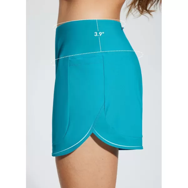 BALEAF Womens 4 High Waisted Swim Shorts Quick Dry Board Shorts UPF50 Swimsuit with Liner and PocketsBlue