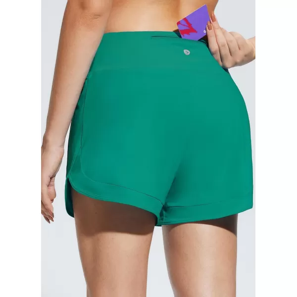 BALEAF Womens 4 High Waisted Swim Shorts Quick Dry Board Shorts UPF50 Swimsuit with Liner and PocketsGreen