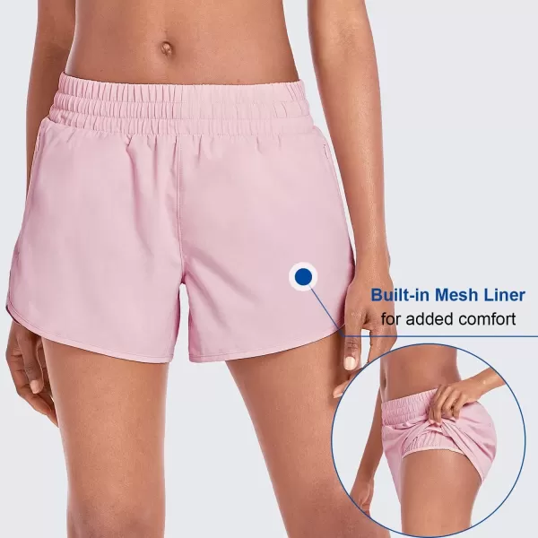 BALEAF Womens 4 Running Athletic Shorts with Liner Zipper Pockets for Workout Gym SportsPink