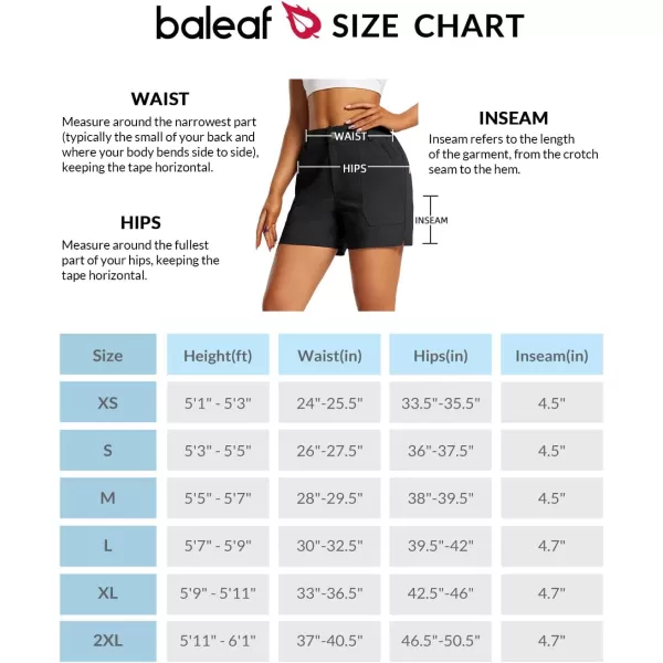 BALEAF Womens 45 Golf Hiking Shorts Stretch Quick Dry with Zipper Pockets Outdoor Causal Summer Shorts UPF 50Black