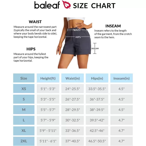 BALEAF Womens 45 Golf Hiking Shorts Stretch Quick Dry with Zipper Pockets Outdoor Causal Summer Shorts UPF 50Dark Grey