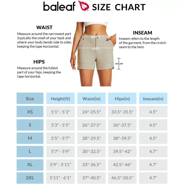 BALEAF Womens 45 Golf Hiking Shorts Stretch Quick Dry with Zipper Pockets Outdoor Causal Summer Shorts UPF 50Khaki